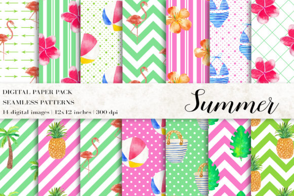 Download Watercolor Summer Digital Papers - Premium Resources