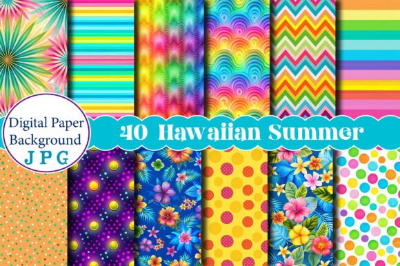 Download Hawaiian Summer Digital Papers Scrapbook - Summer digital papers Collection