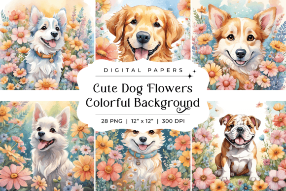Download Cute Dog Flowers Colorful Backgrounds - Flower Collection