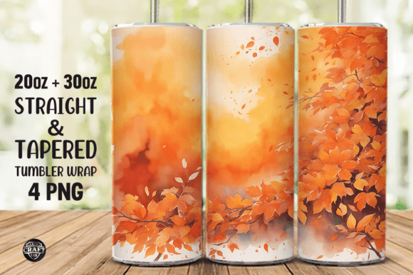 Download Watercolor Orange Autumn Tumbler Wraps - Watercolor Collection