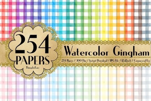 Download Seamless Watercolor Gingham Papers - Watercolor Collection