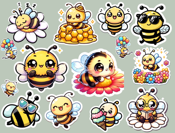 Download Kawaii Cute Bee Stickers - Kawaii Collection