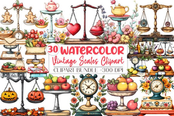 Download Watercolor Vintage Scales Clipart - Watercolor Collection